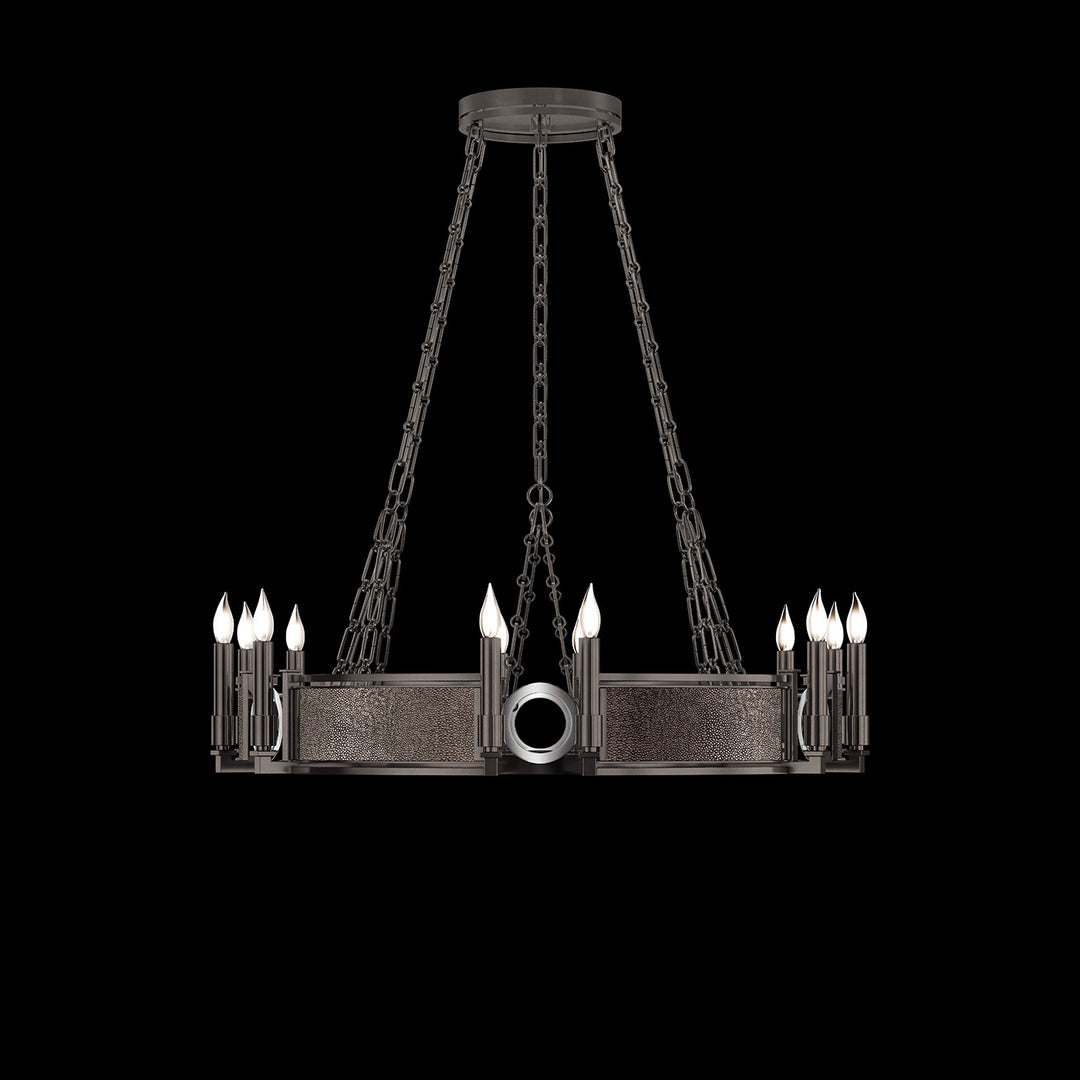 Fine Art Handcrafted Lighting Mirage 35.75"W Round Chandelier 100047 in Midnight Steel, Nickel, Pebble (100047-721)