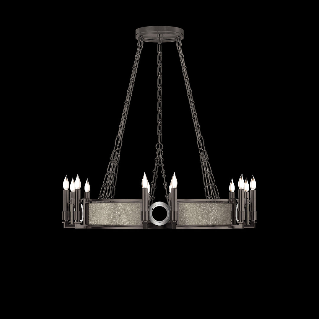 Fine Art Handcrafted Lighting Mirage 35.75"W Round Chandelier 100047 in Midnight Steel, Nickel, Coco (100047-722)