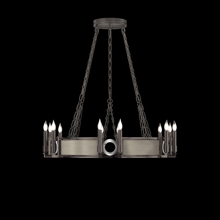Fine Art Handcrafted Lighting Mirage 35.75"W Round Chandelier 100047 in Midnight Steel, Nickel, Coco (100047-722)