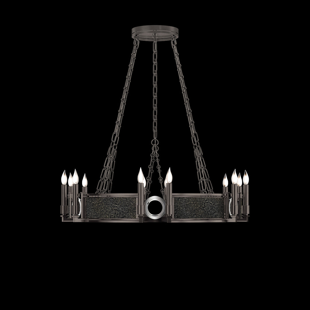 Fine Art Handcrafted Lighting Mirage 35.75"W Round Chandelier 100047 in Midnight Steel, Nickel, Black Knight (100047-723)