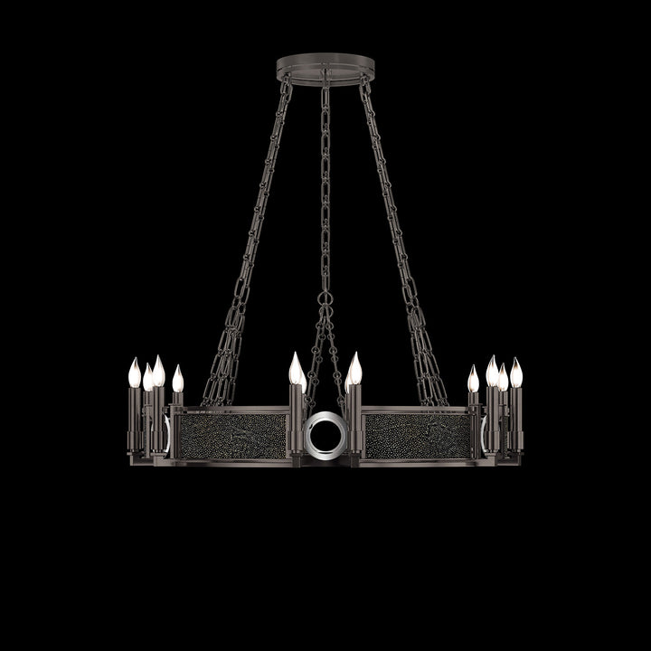 Fine Art Handcrafted Lighting Mirage 35.75"W Round Chandelier 100047 in Midnight Steel, Nickel, Black Knight (100047-723)