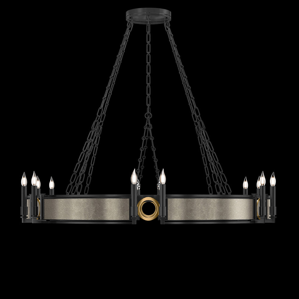 Fine Art Handcrafted Lighting Mirage 49.75"W Round Chandelier in Standard Black Iron, Brass, Coco (100048-112)