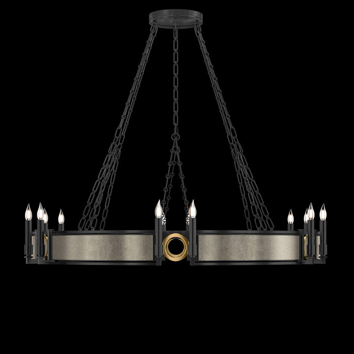 Fine Art Handcrafted Lighting Mirage 49.75"W Round Chandelier in Standard Black Iron, Brass, Coco (100048-112)