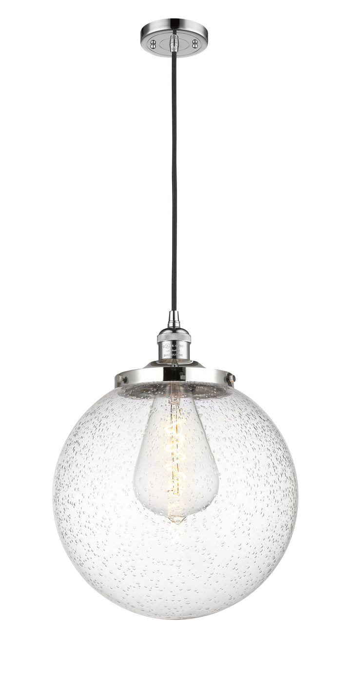 Innovations Lighting Beacon 14" Mini Pendant - Polished Chrome Mini-Pendants Innovations Lighting Seedy ; Glass Type: Seeded  