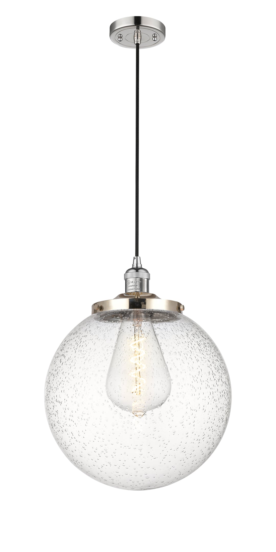 Innovations Lighting Beacon 14" Mini Pendant - Polished Nickel Mini-Pendants Innovations Lighting Seedy ; Glass Type: Seeded  