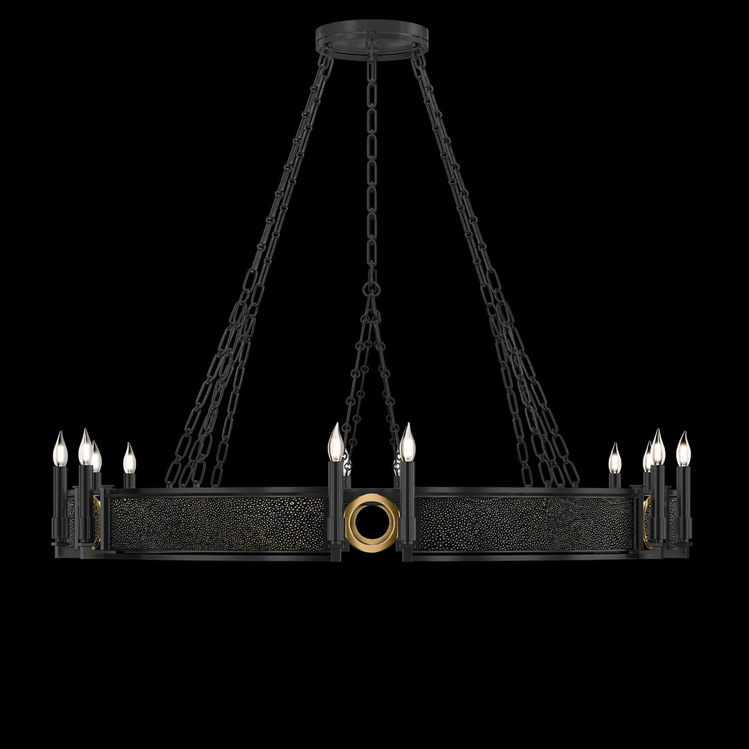 Fine Art Handcrafted Lighting Mirage 49.75"W Round Chandelier in Standard Black Iron, Brass, Black Knight (100048-113)