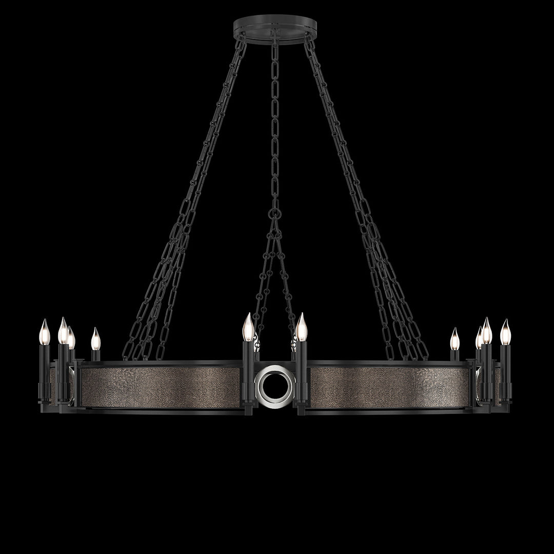 Fine Art Handcrafted Lighting Mirage 49.75"W Round Chandelier in Standard Black Iron, Nickel, Pebble (100048-121)