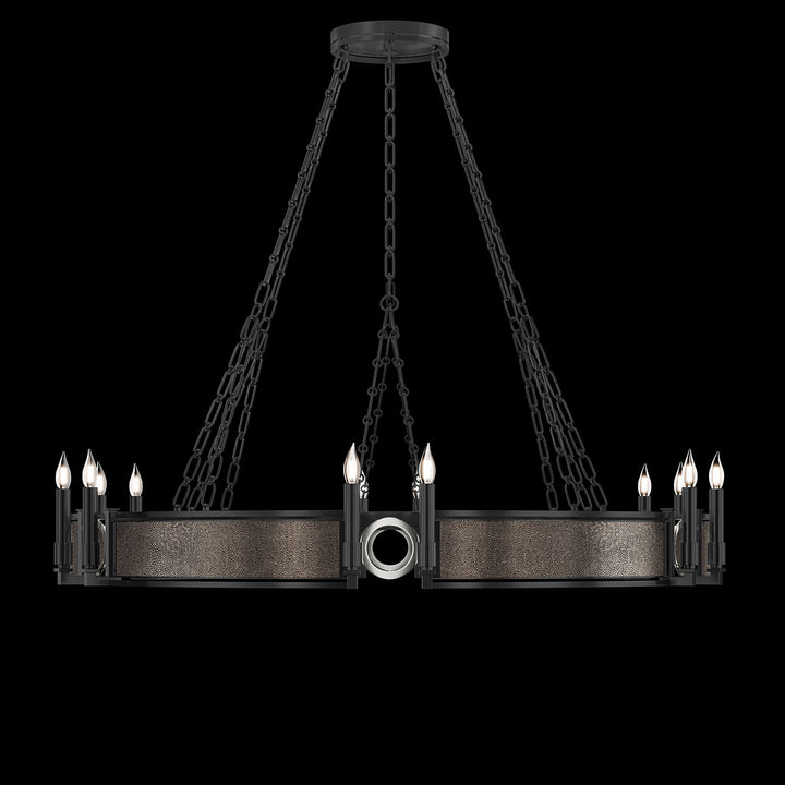 Fine Art Handcrafted Lighting Mirage 49.75"W Round Chandelier in Standard Black Iron, Nickel, Pebble (100048-121)