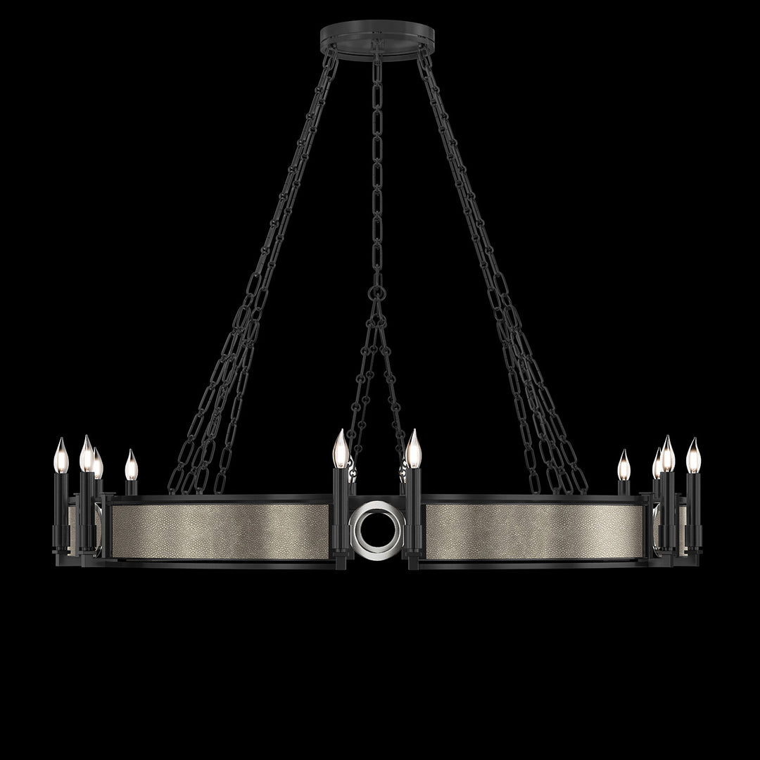 Fine Art Handcrafted Lighting Mirage 49.75"W Round Chandelier in Standard Black Iron, Nickel, Coco (100048-122)