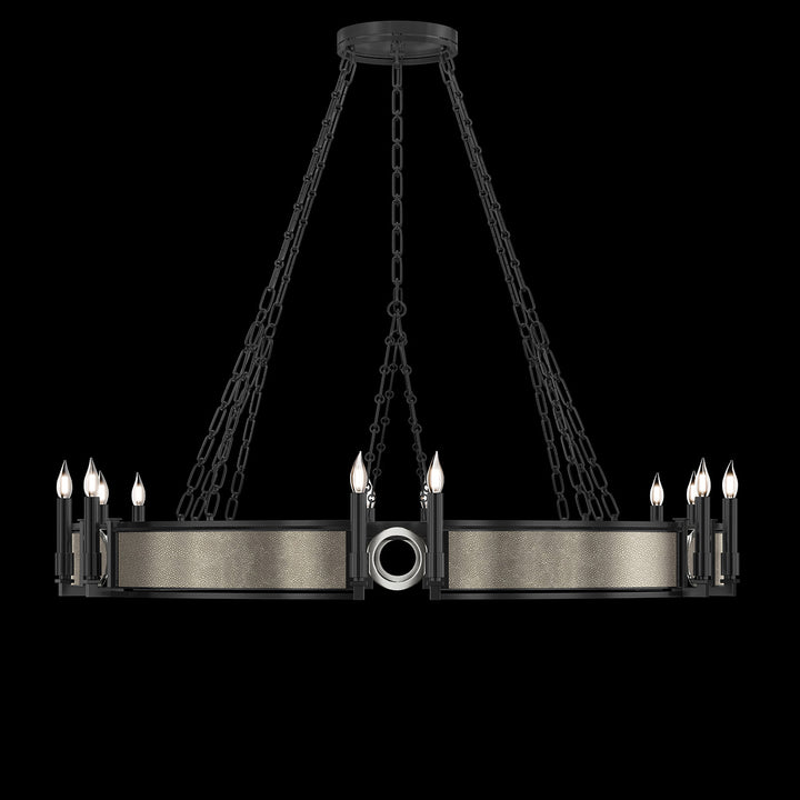 Fine Art Handcrafted Lighting Mirage 49.75"W Round Chandelier in Standard Black Iron, Nickel, Coco (100048-122)