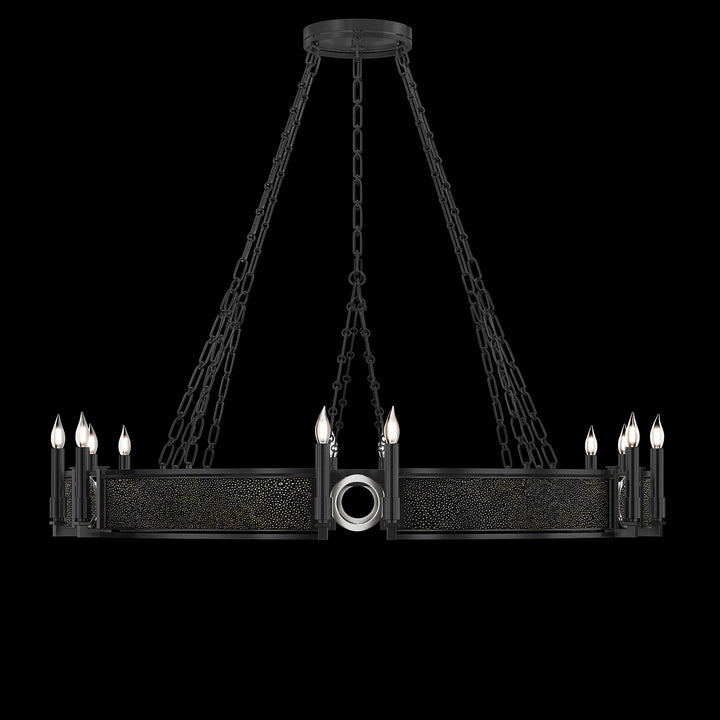 Fine Art Handcrafted Lighting Mirage 49.75"W Round Chandelier in Standard Black Iron, Nickel, Black Knight (100048-123)