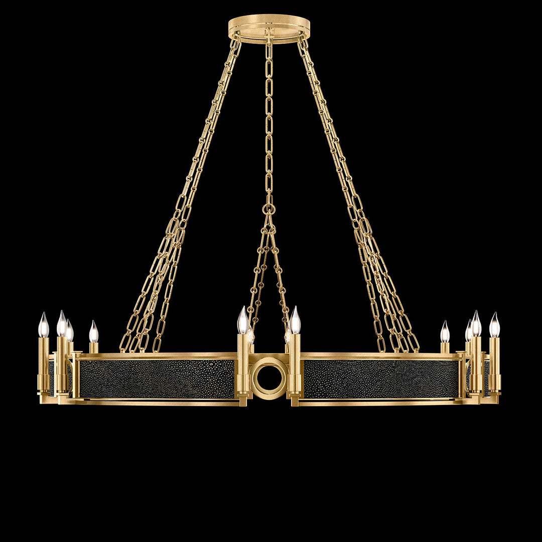Fine Art Handcrafted Lighting Mirage 49.75"W Round Chandelier in Standard Gold Leaf, Brass, Black Knight (100048-313)