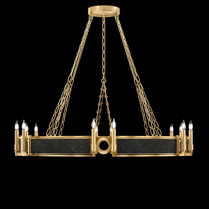 Fine Art Handcrafted Lighting Mirage 49.75"W Round Chandelier in Standard Gold Leaf, Brass, Black Knight (100048-313)