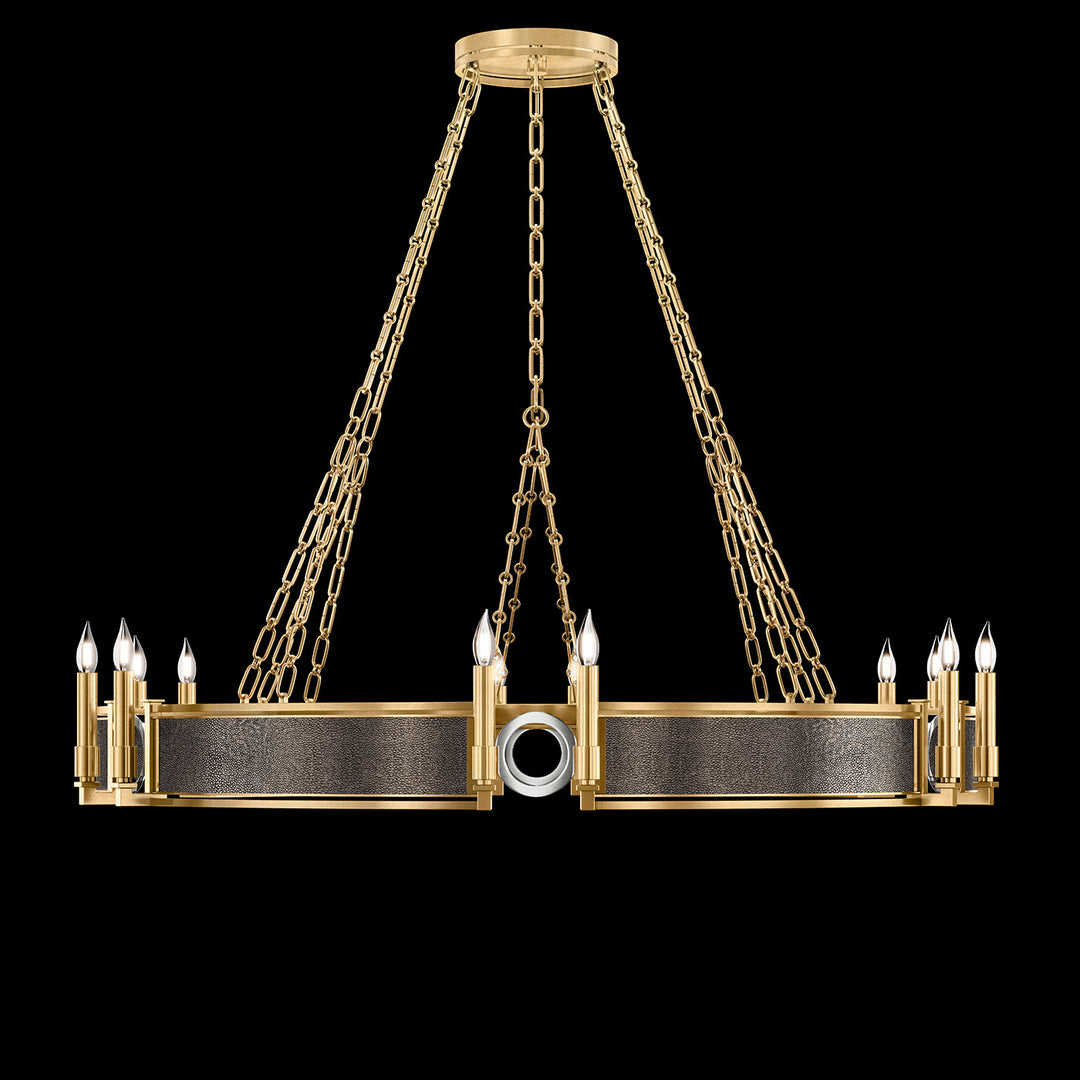 Fine Art Handcrafted Lighting Mirage 49.75"W Round Chandelier in Standard Gold Leaf, Nickel, Pebble (100048-321)