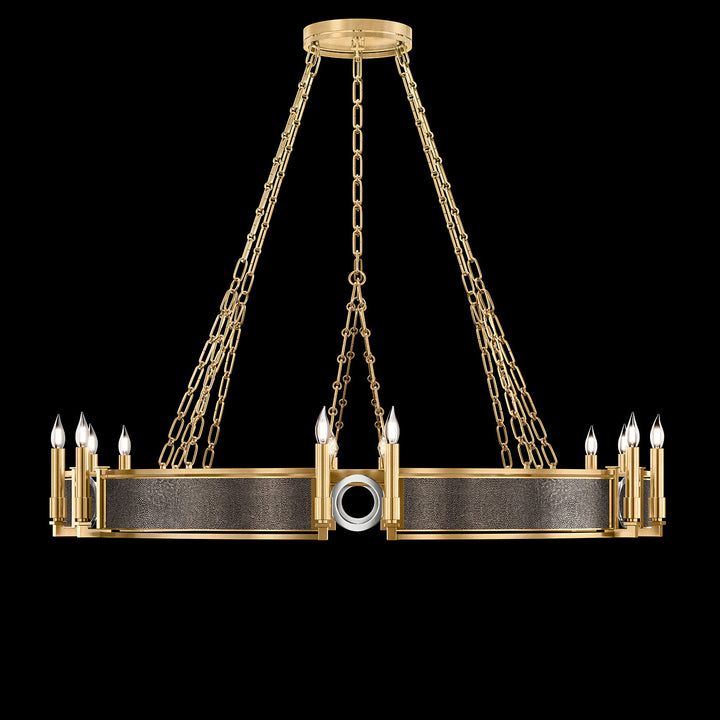 Fine Art Handcrafted Lighting Mirage 49.75"W Round Chandelier in Standard Gold Leaf, Nickel, Pebble (100048-321)