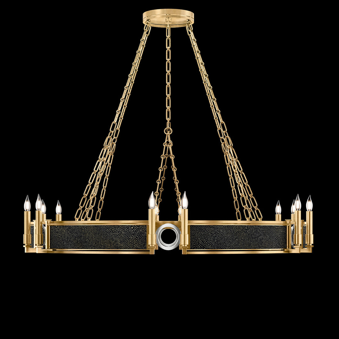 Fine Art Handcrafted Lighting Mirage 49.75"W Round Chandelier in Standard Gold Leaf, Nickel, Black Knight (100048-323)