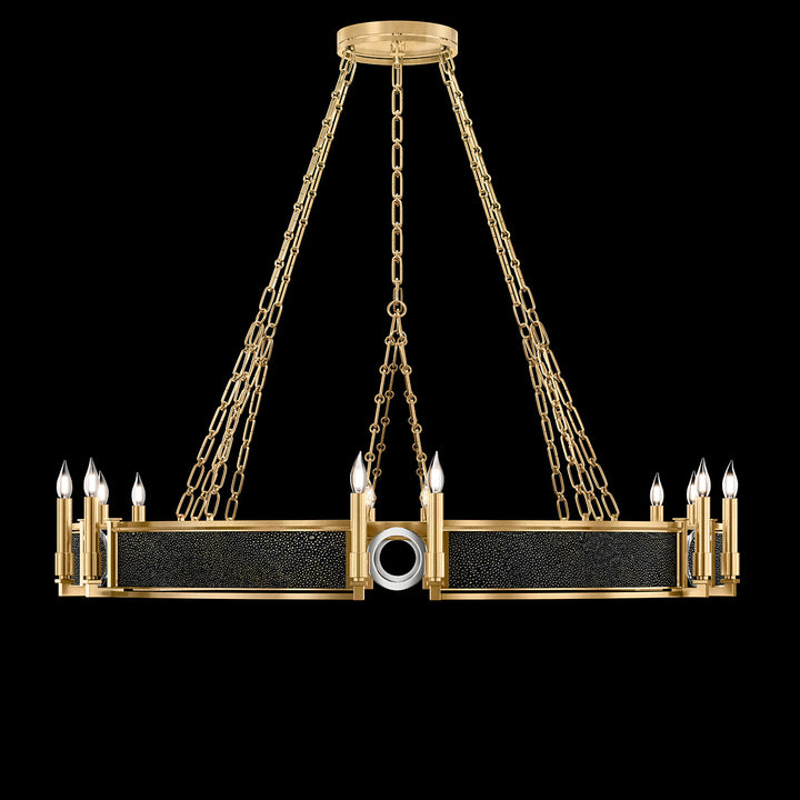 Fine Art Handcrafted Lighting Mirage 49.75"W Round Chandelier in Standard Gold Leaf, Nickel, Black Knight (100048-323)