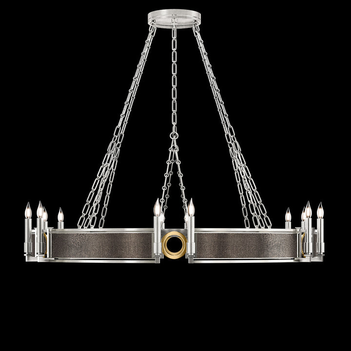 Fine Art Handcrafted Lighting Mirage 49.75"W Round Chandelier in Standard Silver Leaf, Brass, Pebble (100048-411)