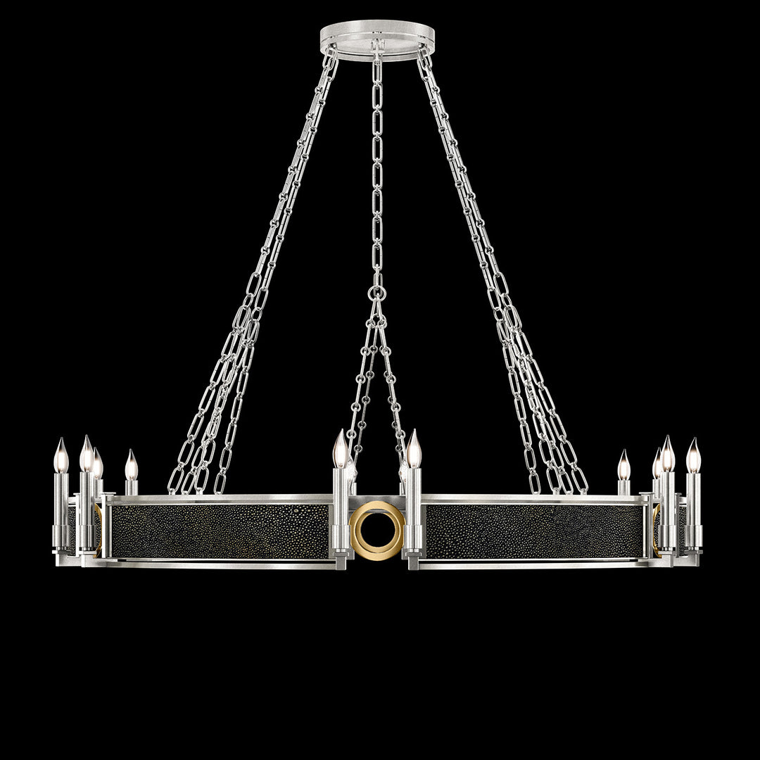 Fine Art Handcrafted Lighting Mirage 49.75"W Round Chandelier in Standard Silver Leaf, Brass, Black Knight (100048-413)