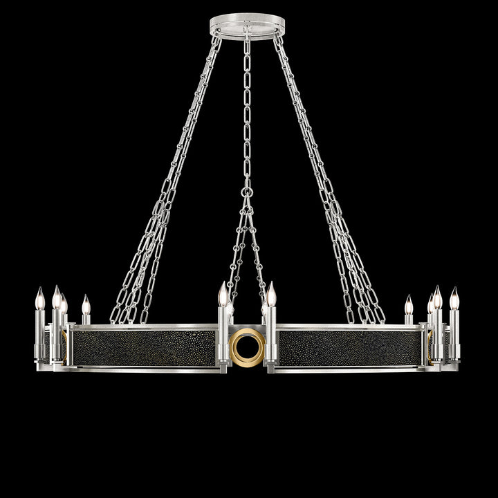 Fine Art Handcrafted Lighting Mirage 49.75"W Round Chandelier in Standard Silver Leaf, Brass, Black Knight (100048-413)