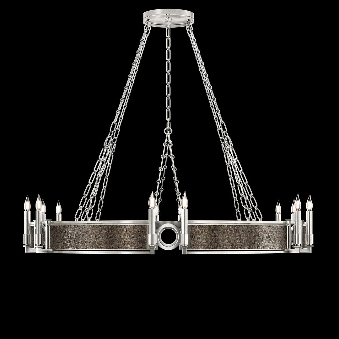 Fine Art Handcrafted Lighting Mirage 49.75"W Round Chandelier in Standard Silver Leaf, Nickel, Pebble (100048-421)