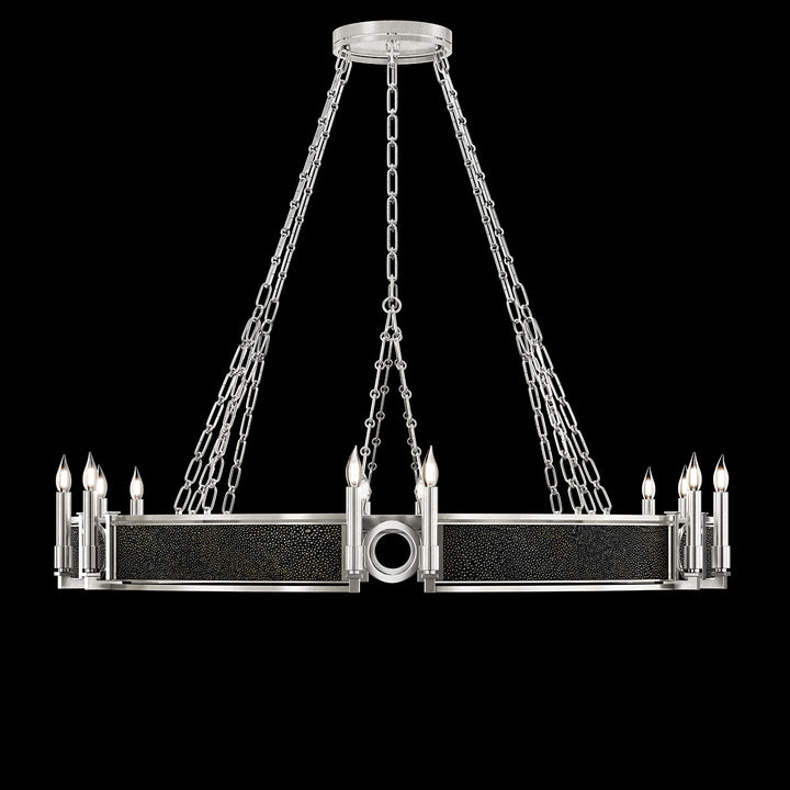 Fine Art Handcrafted Lighting Mirage 49.75"W Round Chandelier in Standard Silver Leaf, Nickel, Black Knight (100048-423)