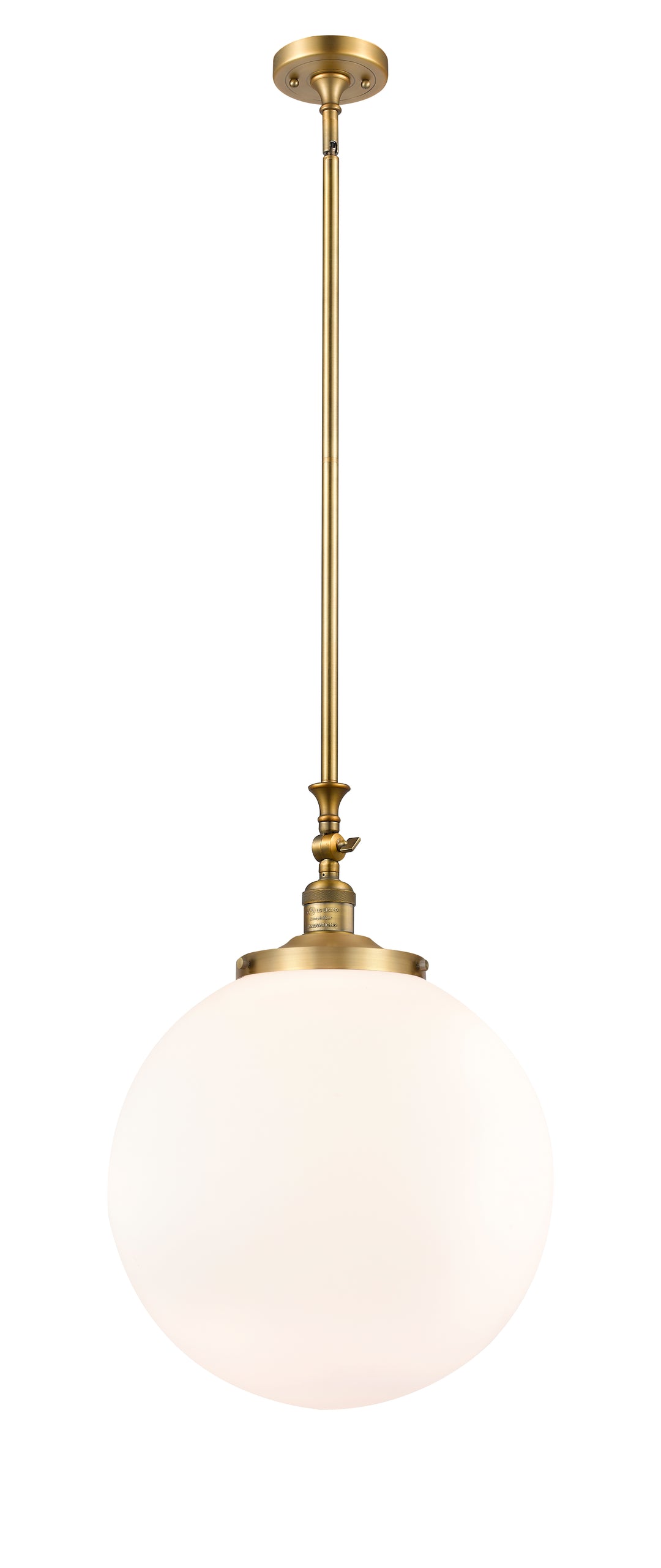 Innovations Lighting Beacon 16" Mini Pendant Mini-Pendants Innovations Lighting Brushed Brass Matte White ; Glass Type: Frosted 