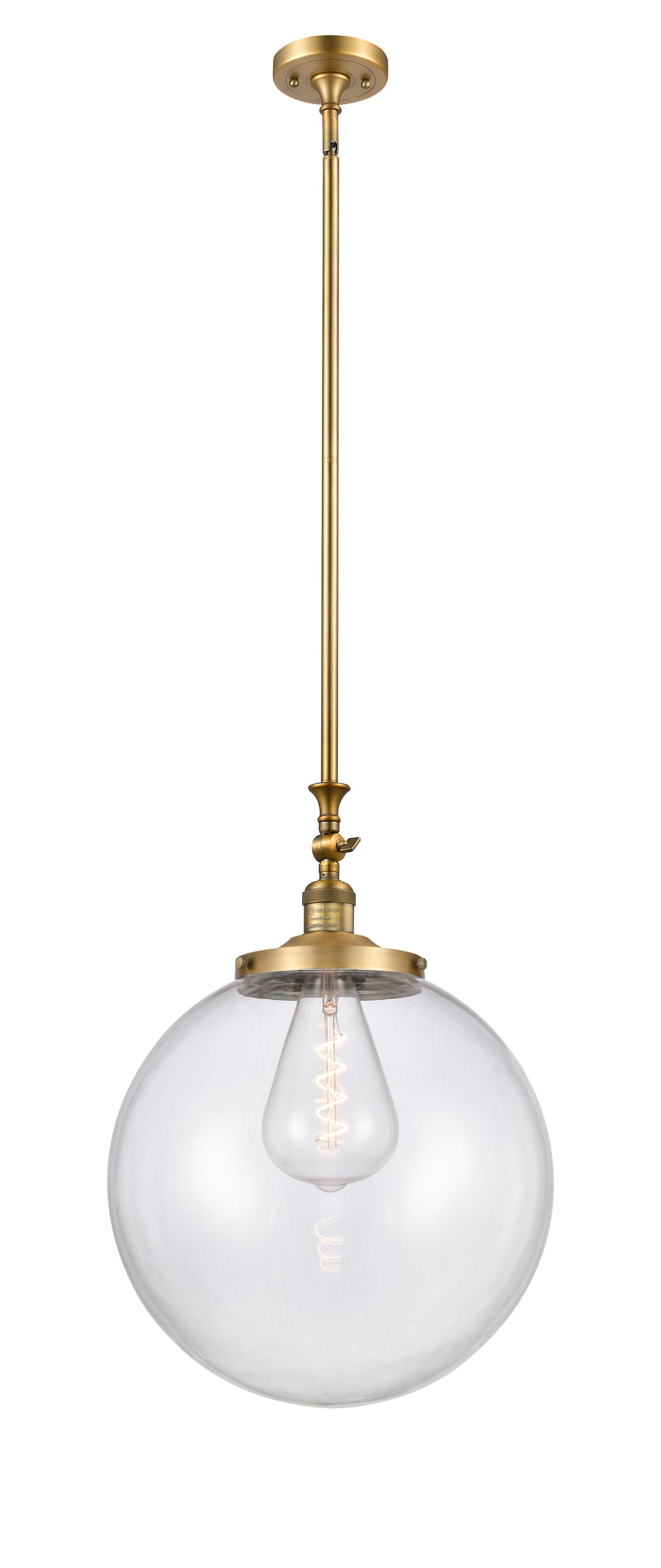 Innovations Lighting Beacon 16" Mini Pendant Mini-Pendants Innovations Lighting Brushed Brass Clear ; Glass Type: Transparent 