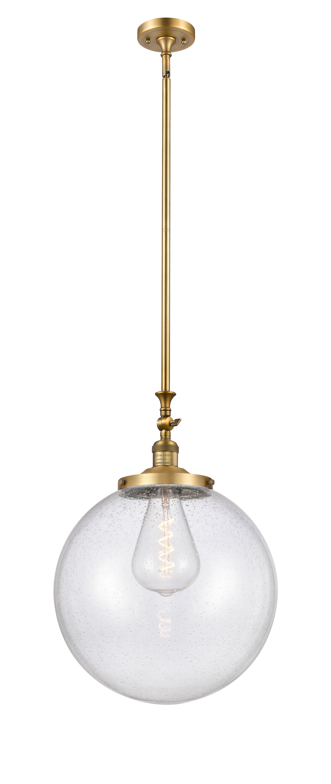 Innovations Lighting Beacon 16" Mini Pendant Mini-Pendants Innovations Lighting Brushed Brass Seedy ; Glass Type: Seeded 