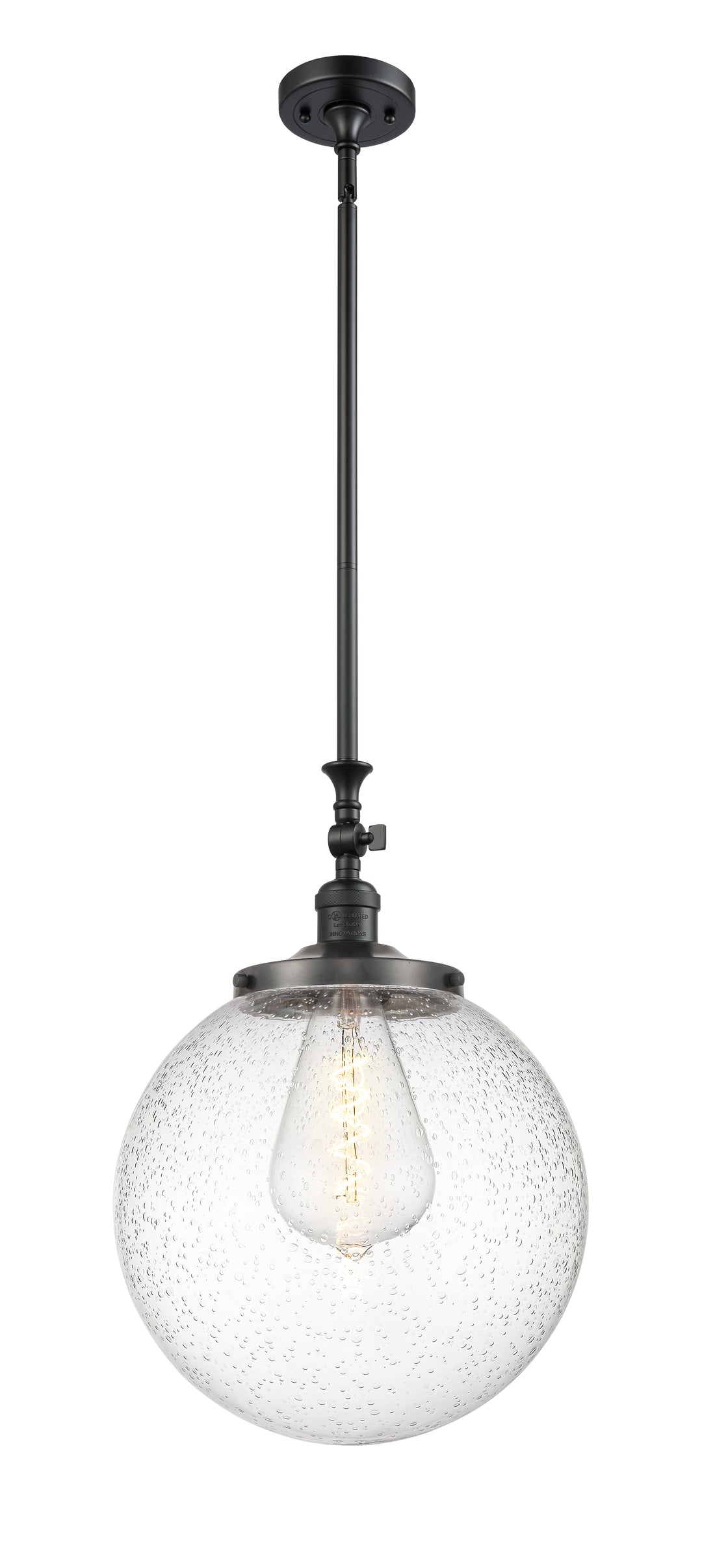 Innovations Lighting Beacon 14" Mini Pendant - Matte Black Mini-Pendants Innovations Lighting Seedy ; Glass Type: Seeded  