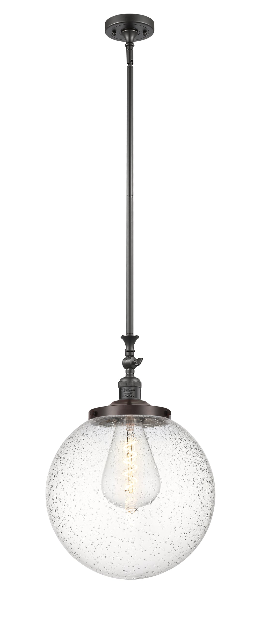 Innovations Lighting Beacon 14" Mini Pendant - Oil Rubbed Bronze Mini-Pendants Innovations Lighting Seedy ; Glass Type: Seeded  