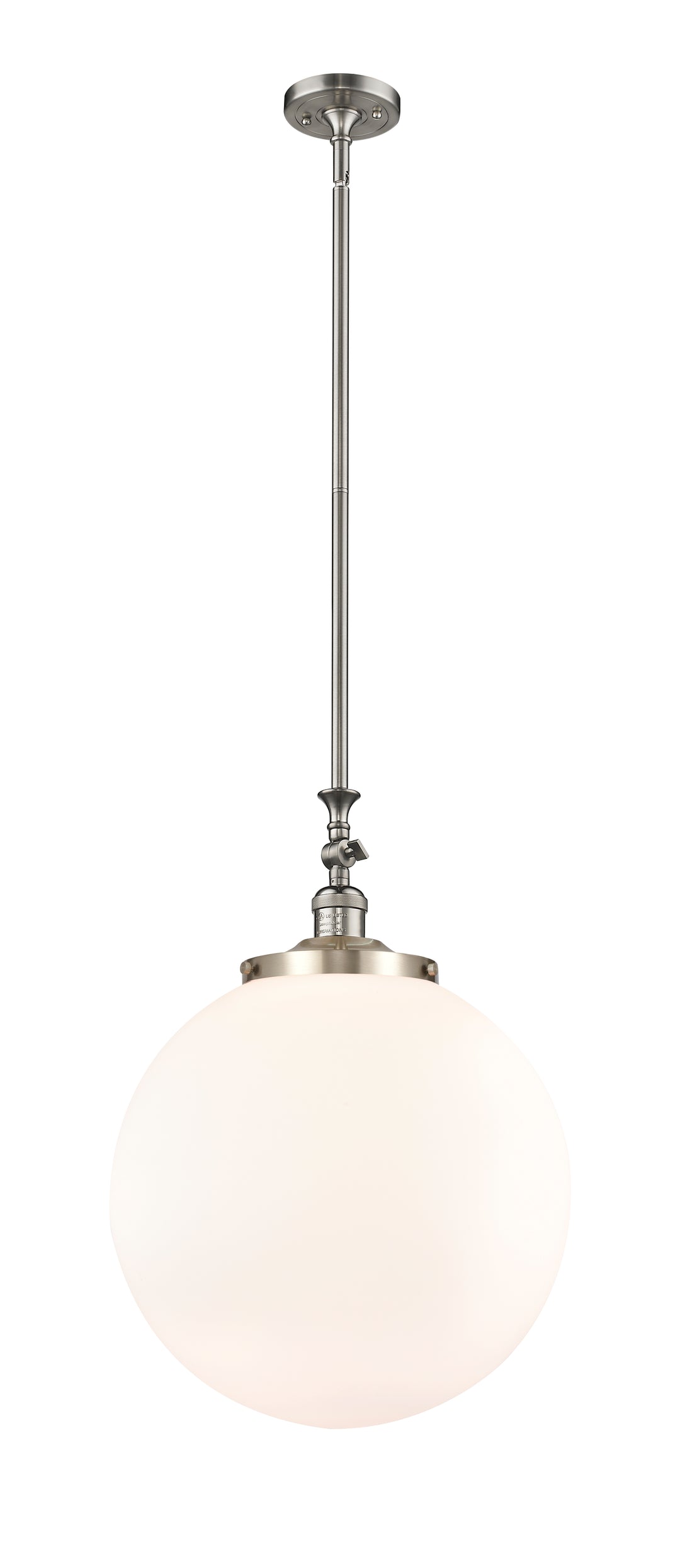 Innovations Lighting Beacon 16" Mini Pendant Mini-Pendants Innovations Lighting Brushed Satin Nickel Matte White ; Glass Type: Frosted 