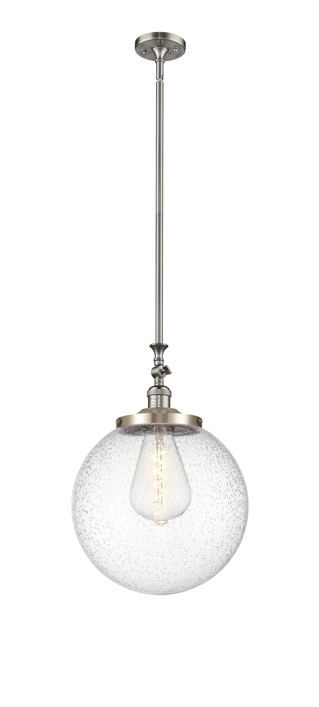 Innovations Lighting Beacon 14" Mini Pendant - Brushed Satin Nickel Mini-Pendants Innovations Lighting Seedy ; Glass Type: Seeded  