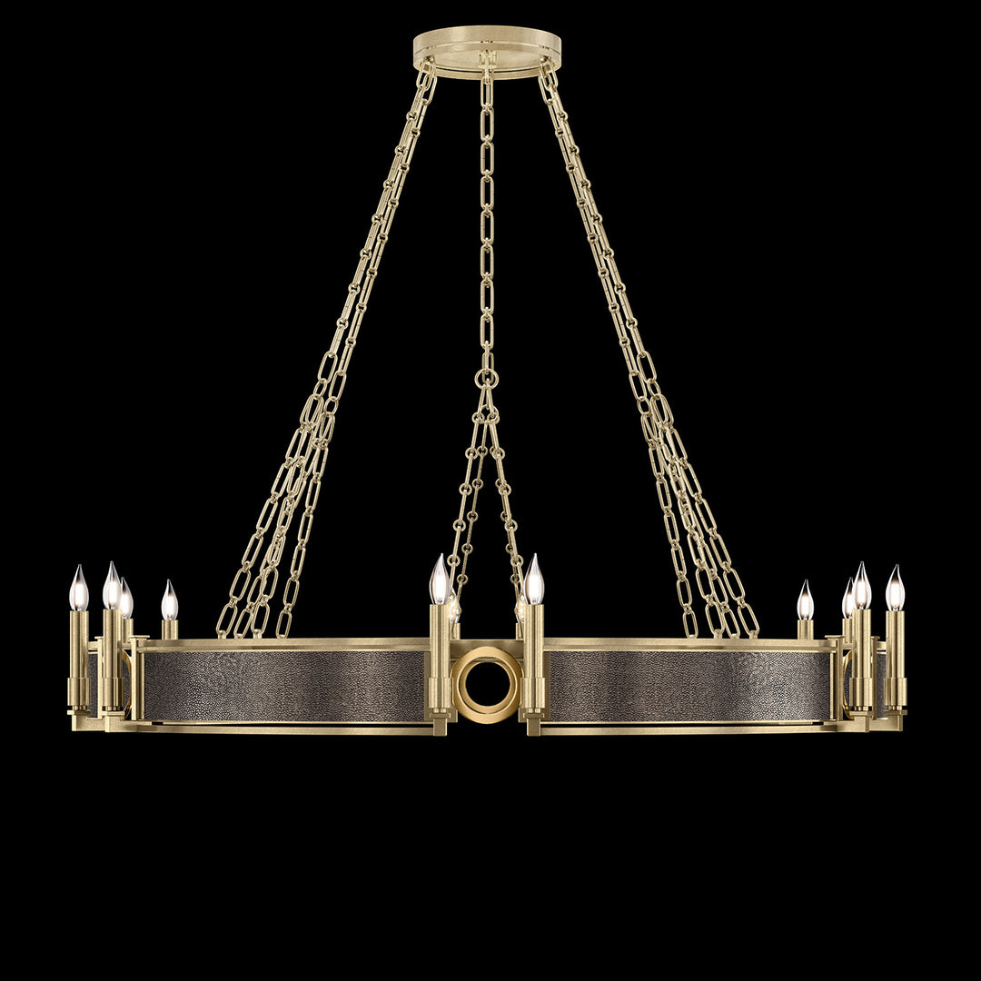 Fine Art Handcrafted Lighting Mirage 49.75"W Round Chandelier in Standard Soft Gold Leaf, Brass, Pebble (100048-511)