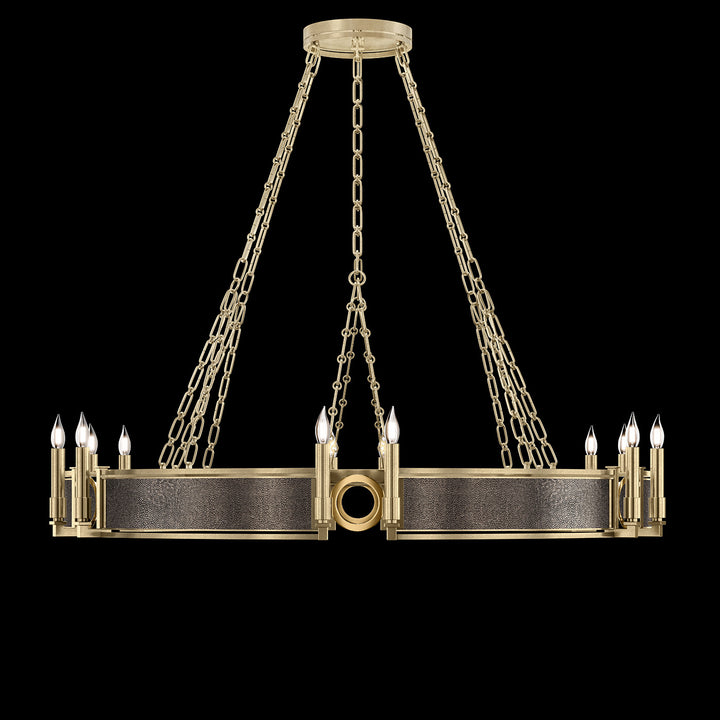 Fine Art Handcrafted Lighting Mirage 49.75"W Round Chandelier in Standard Soft Gold Leaf, Brass, Pebble (100048-511)