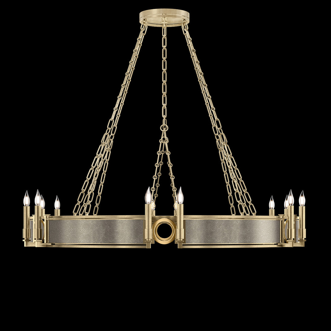 Fine Art Handcrafted Lighting Mirage 49.75"W Round Chandelier in Standard Soft Gold Leaf, Brass, Coco (100048-512)