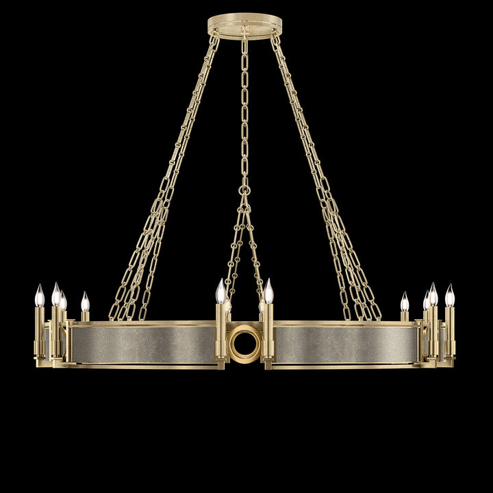 Fine Art Handcrafted Lighting Mirage 49.75"W Round Chandelier in Standard Soft Gold Leaf, Brass, Coco (100048-512)
