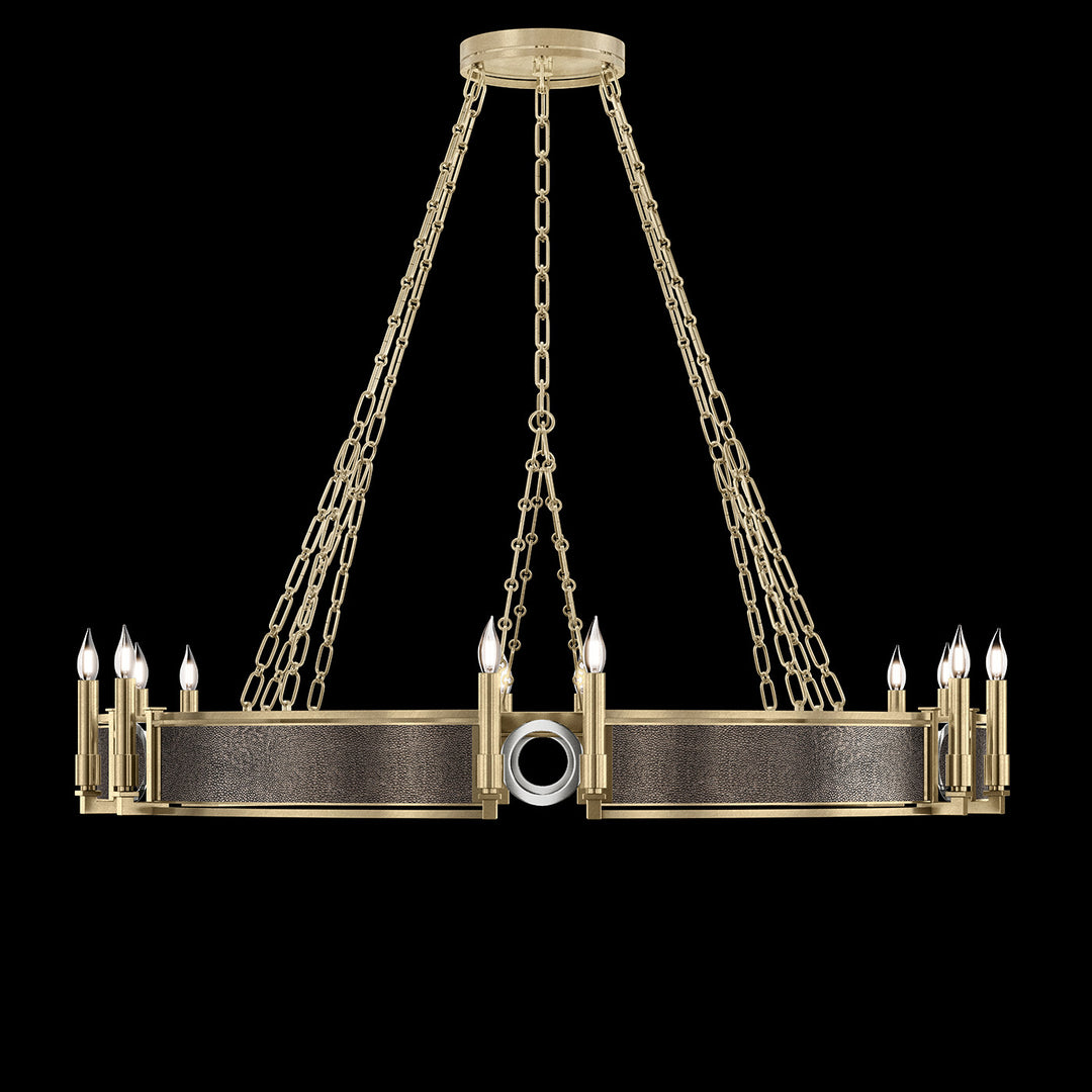 Fine Art Handcrafted Lighting Mirage 49.75"W Round Chandelier in Standard Soft Gold Leaf, Nickel, Pebble (100048-521)