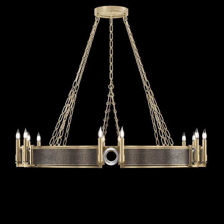 Fine Art Handcrafted Lighting Mirage 49.75"W Round Chandelier in Standard Soft Gold Leaf, Nickel, Pebble (100048-521)