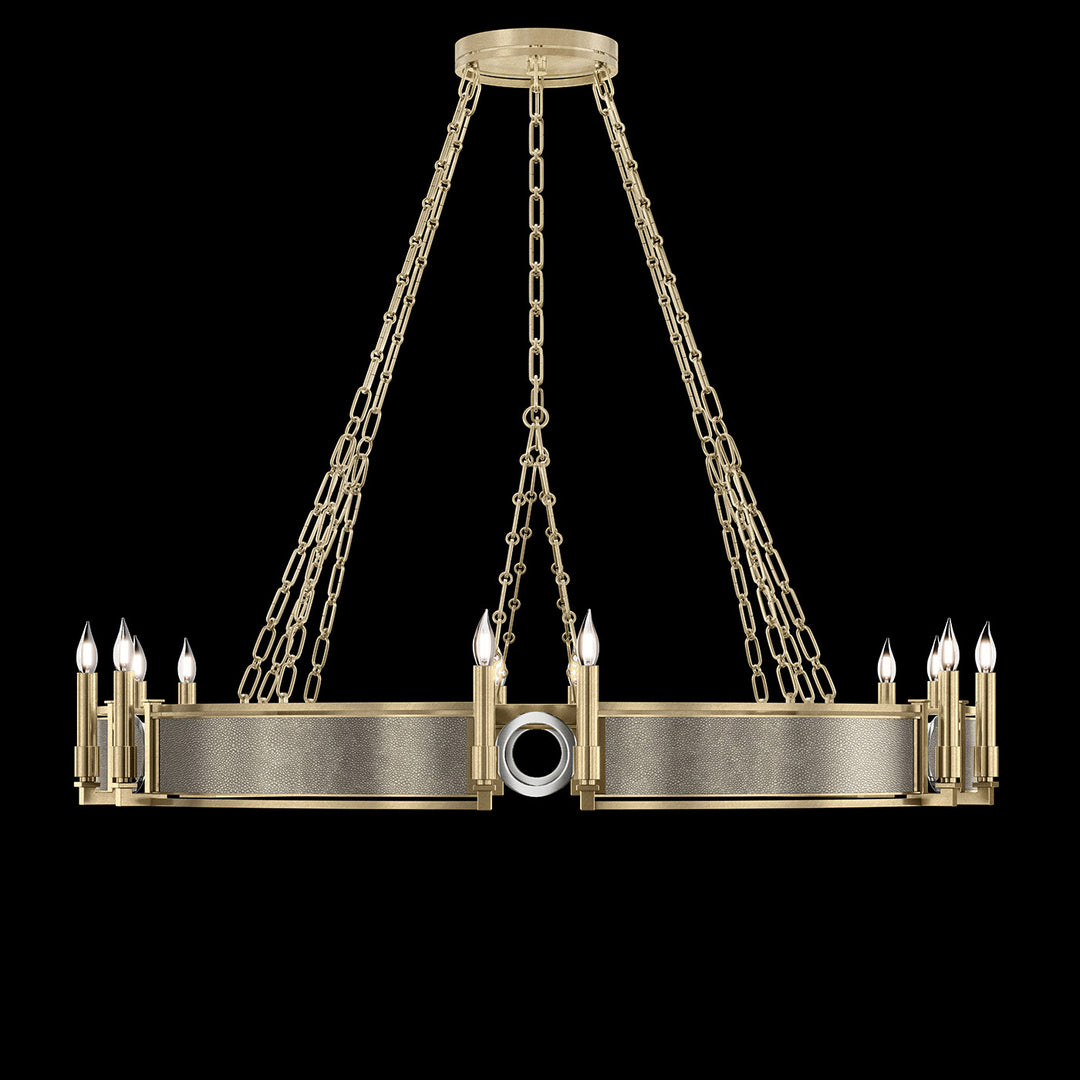 Fine Art Handcrafted Lighting Mirage 49.75"W Round Chandelier in Standard Soft Gold Leaf, Nickel, Coco (100048-522)
