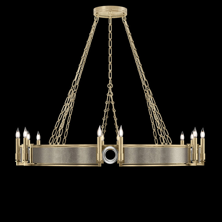 Fine Art Handcrafted Lighting Mirage 49.75"W Round Chandelier in Standard Soft Gold Leaf, Nickel, Coco (100048-522)