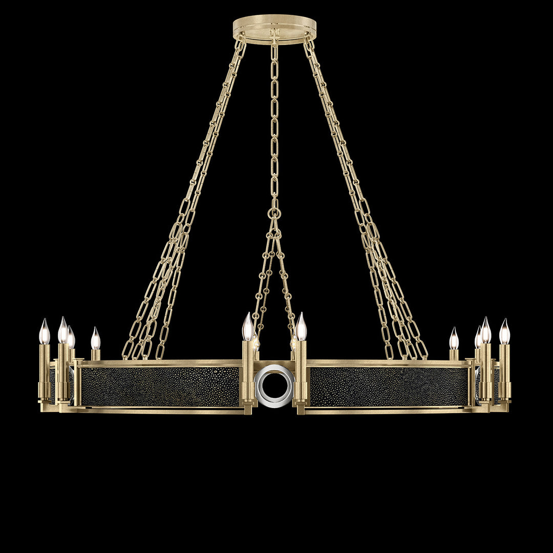 Fine Art Handcrafted Lighting Mirage 49.75"W Round Chandelier in Standard Soft Gold Leaf, Nickel, Black Knight (100048-523)