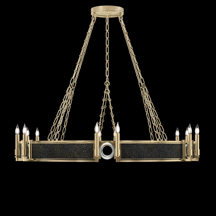 Fine Art Handcrafted Lighting Mirage 49.75"W Round Chandelier in Standard Soft Gold Leaf, Nickel, Black Knight (100048-523)