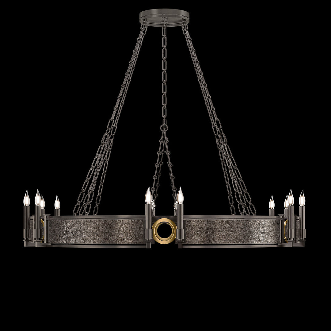 Fine Art Handcrafted Lighting Mirage 49.75"W Round Chandelier in Midnight Steel, Brass, Pebble (100048-711)
