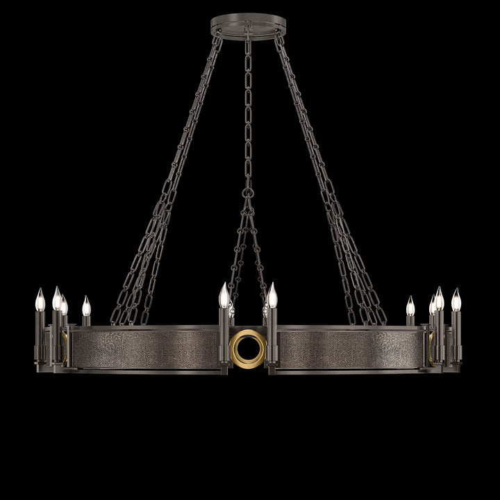 Fine Art Handcrafted Lighting Mirage 49.75"W Round Chandelier in Midnight Steel, Brass, Pebble (100048-711)