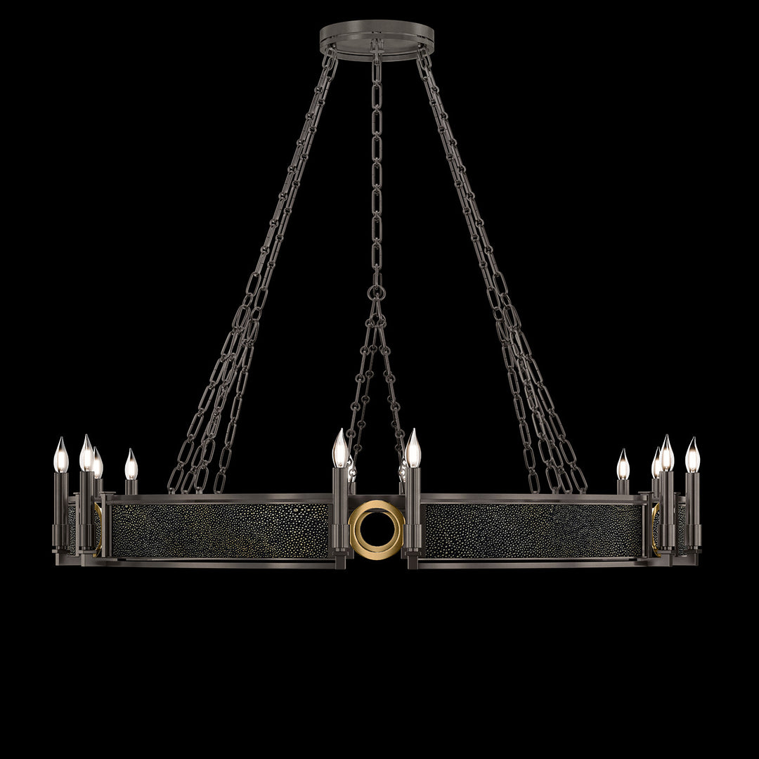 Fine Art Handcrafted Lighting Mirage 49.75"W Round Chandelier in Midnight Steel, Brass, Black Knight (100048-713)