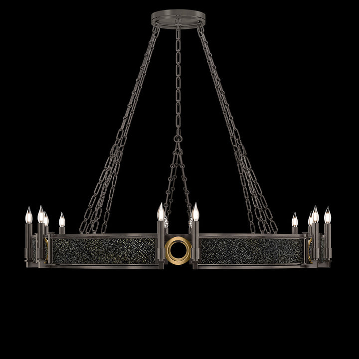 Fine Art Handcrafted Lighting Mirage 49.75"W Round Chandelier in Midnight Steel, Brass, Black Knight (100048-713)