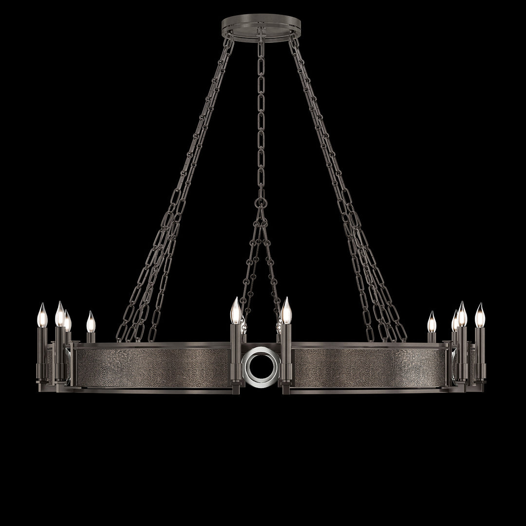 Fine Art Handcrafted Lighting Mirage 49.75"W Round Chandelier in Midnight Steel, Nickel, Pebble (100048-721)