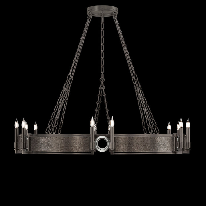Fine Art Handcrafted Lighting Mirage 49.75"W Round Chandelier in Midnight Steel, Nickel, Pebble (100048-721)
