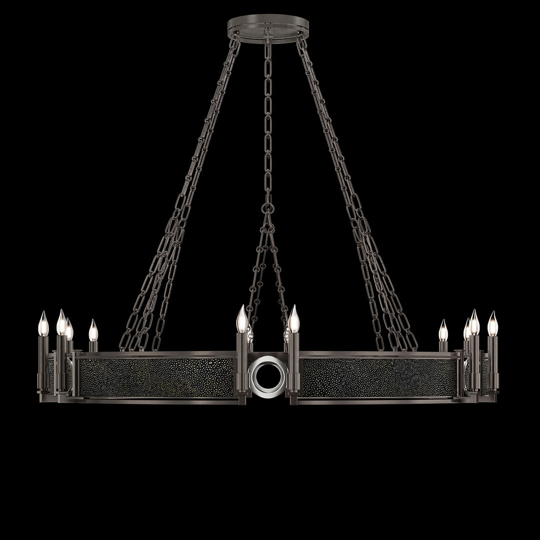 Fine Art Handcrafted Lighting Mirage 49.75"W Round Chandelier in Midnight Steel, Nickel, Black Knight (100048-723)